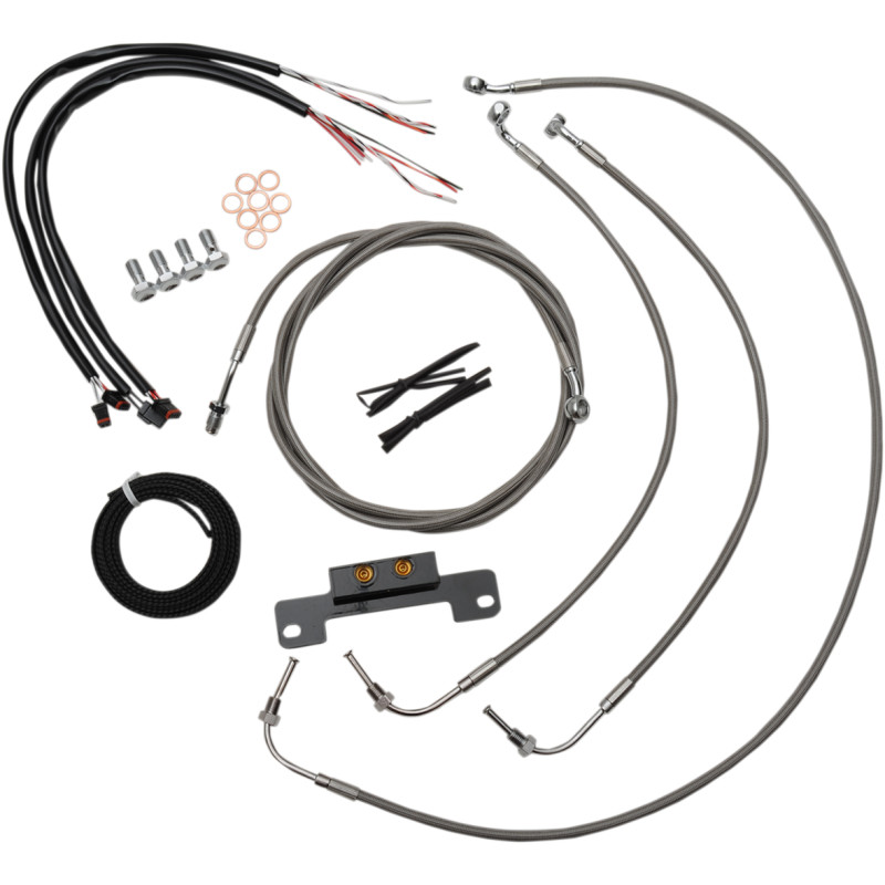 LA CHOPPERS Complete Stainless Braided Handlebar Cable/Brake Line Kit — Cable Kit - Image 12