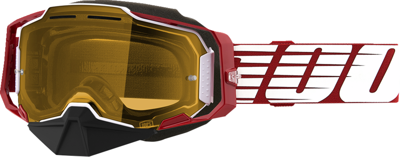 100% (50007-00006) Armega Snow Goggles -- Yellow Lens | Armega Snow Goggles - Oversized Red - Yellow