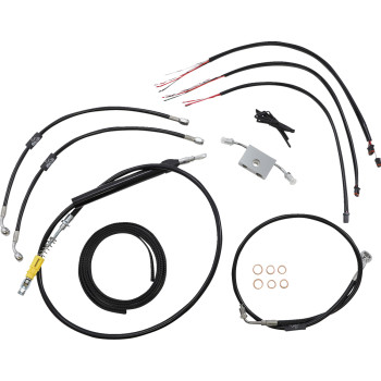 LA Choppers Black Complete Brake Line Kit 15-17" Apes 18-24 Softail