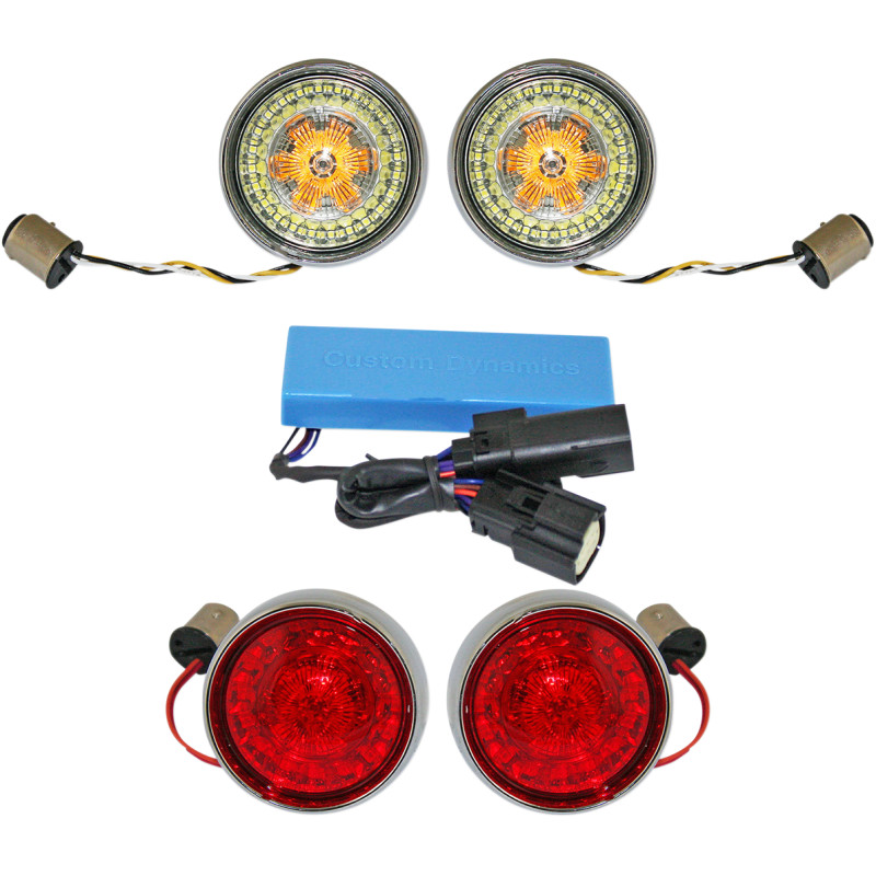 CUSTOM DYNAMICS Complete Front & Rear Turn Signal Conversion Kit with Bullet Bezel Lenses
