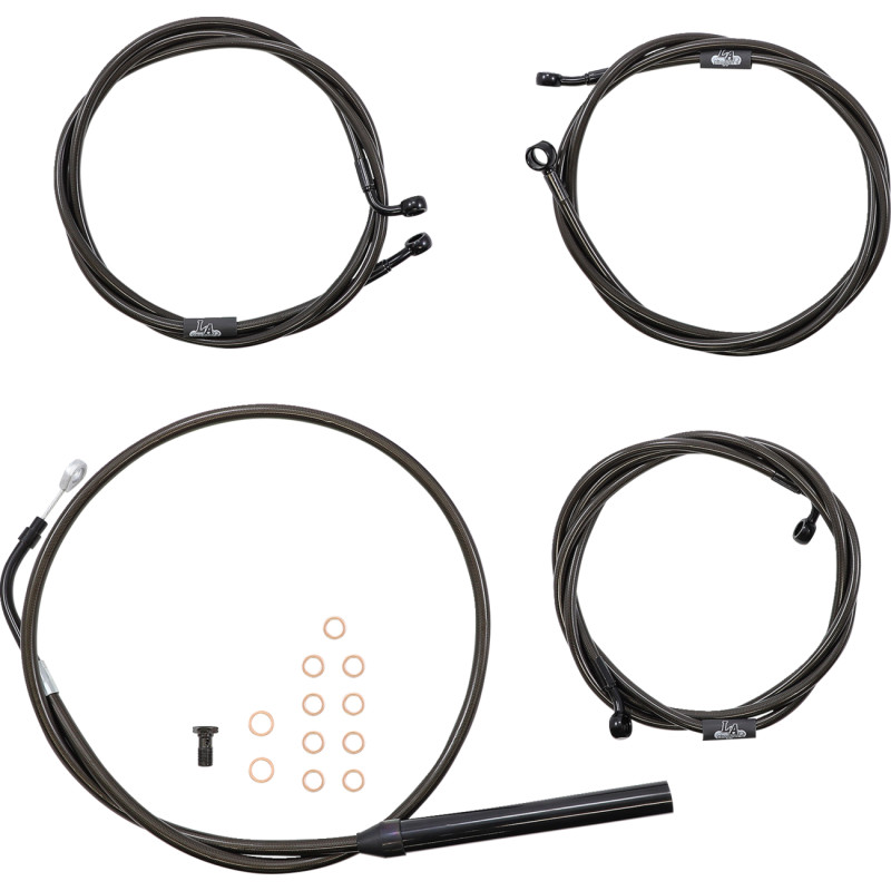 LA CHOPPERS Standard Midnight Braided Handlebar Cable/Brake Line Kit — Ape Hanger - Image 14