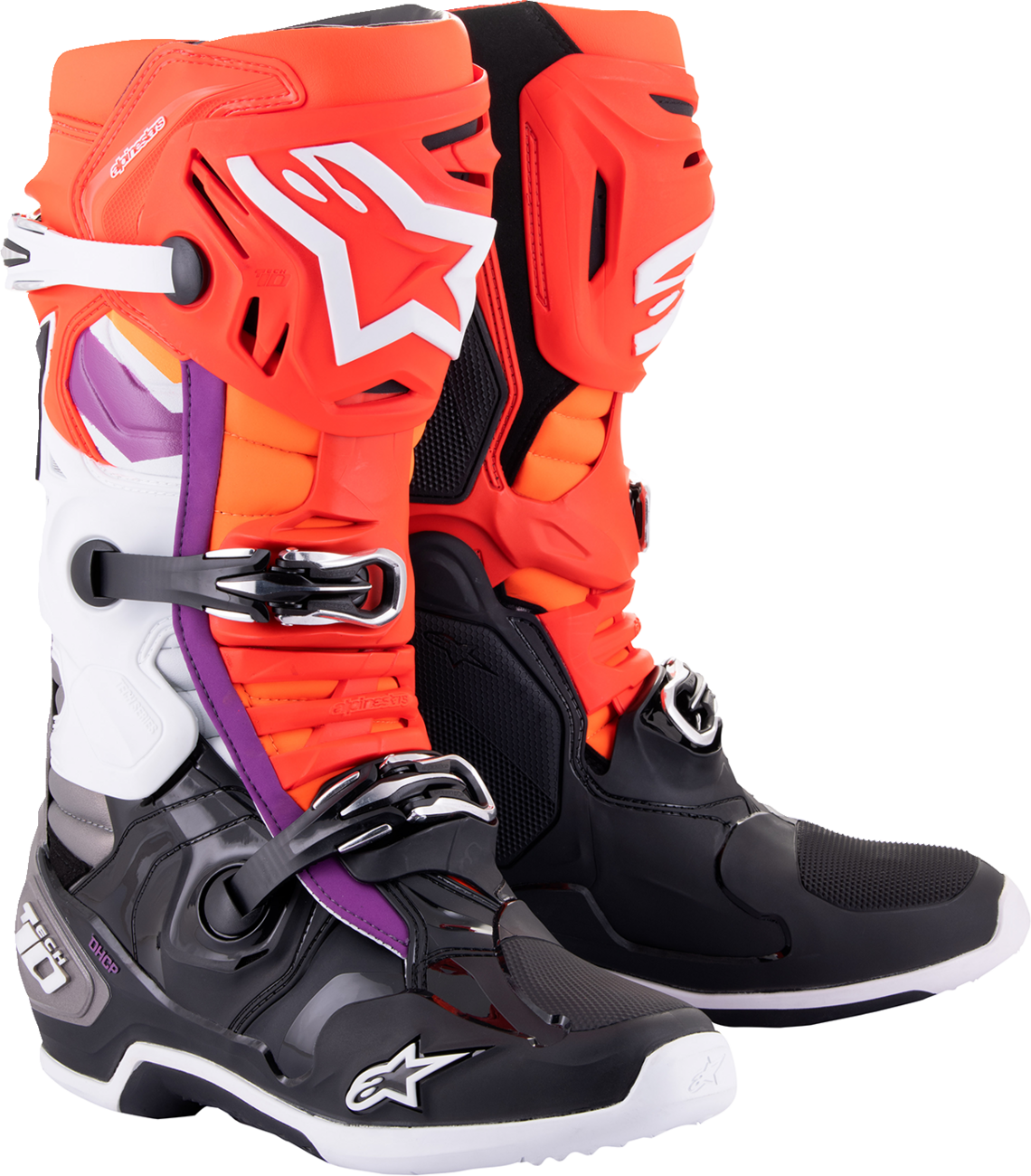 Alpinestars Tech 10 Boots — Black/Red/Orange/White — US 7 / EU 40.5