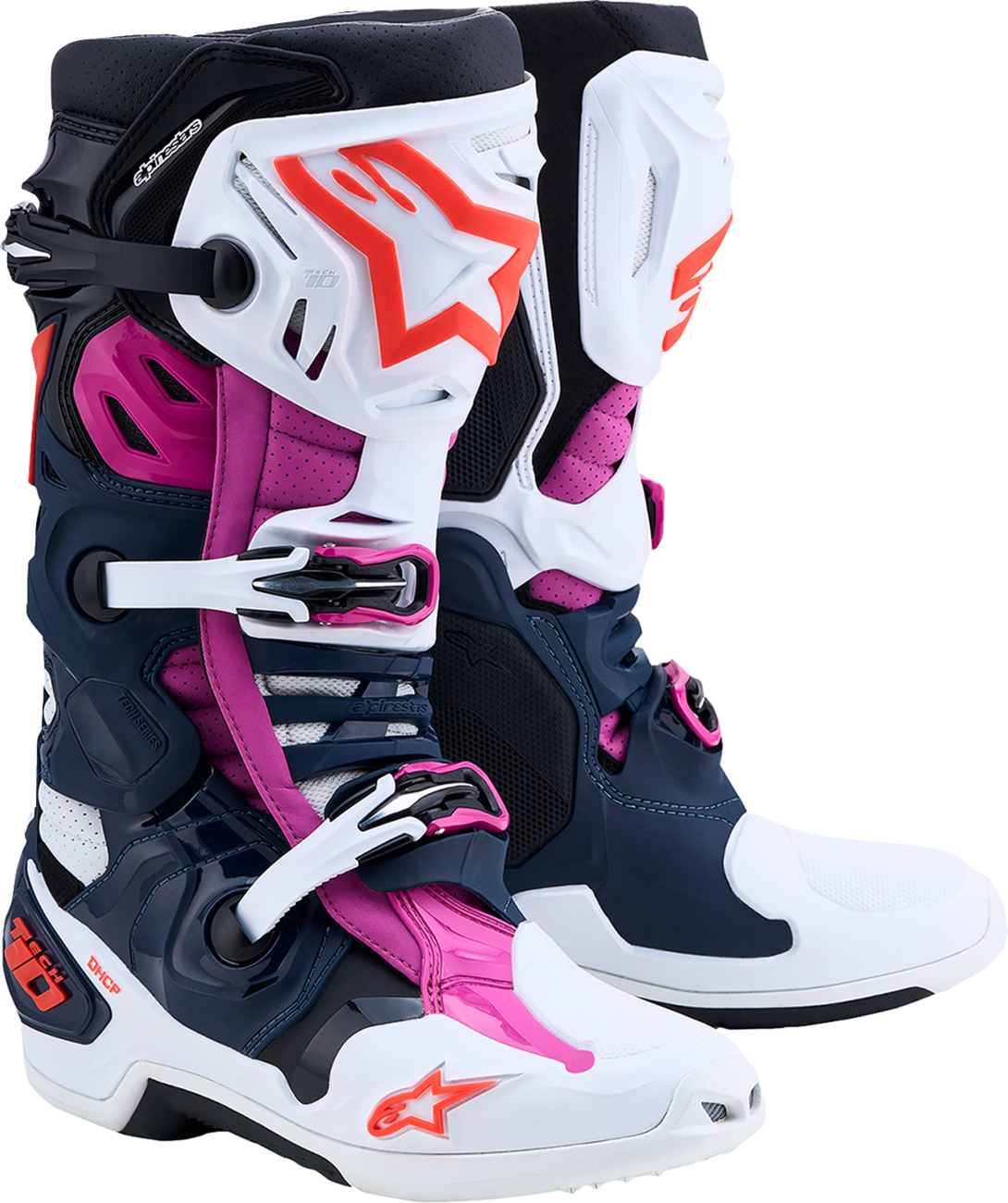 Alpinestars Tech 10 Supervented Boots — Dark Blue/White/Black/Fuchsia — US 14 / EU 49.5