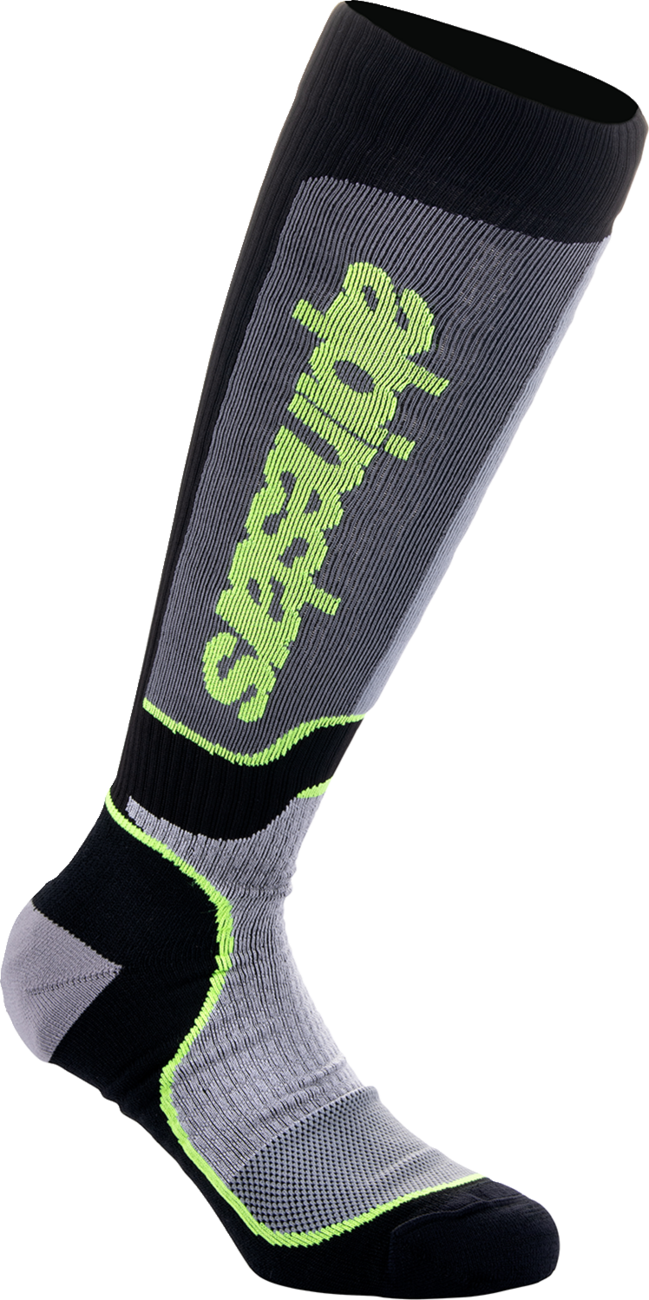Alpinestars MX Plus Socks — Black/Gray/Yellow — Medium