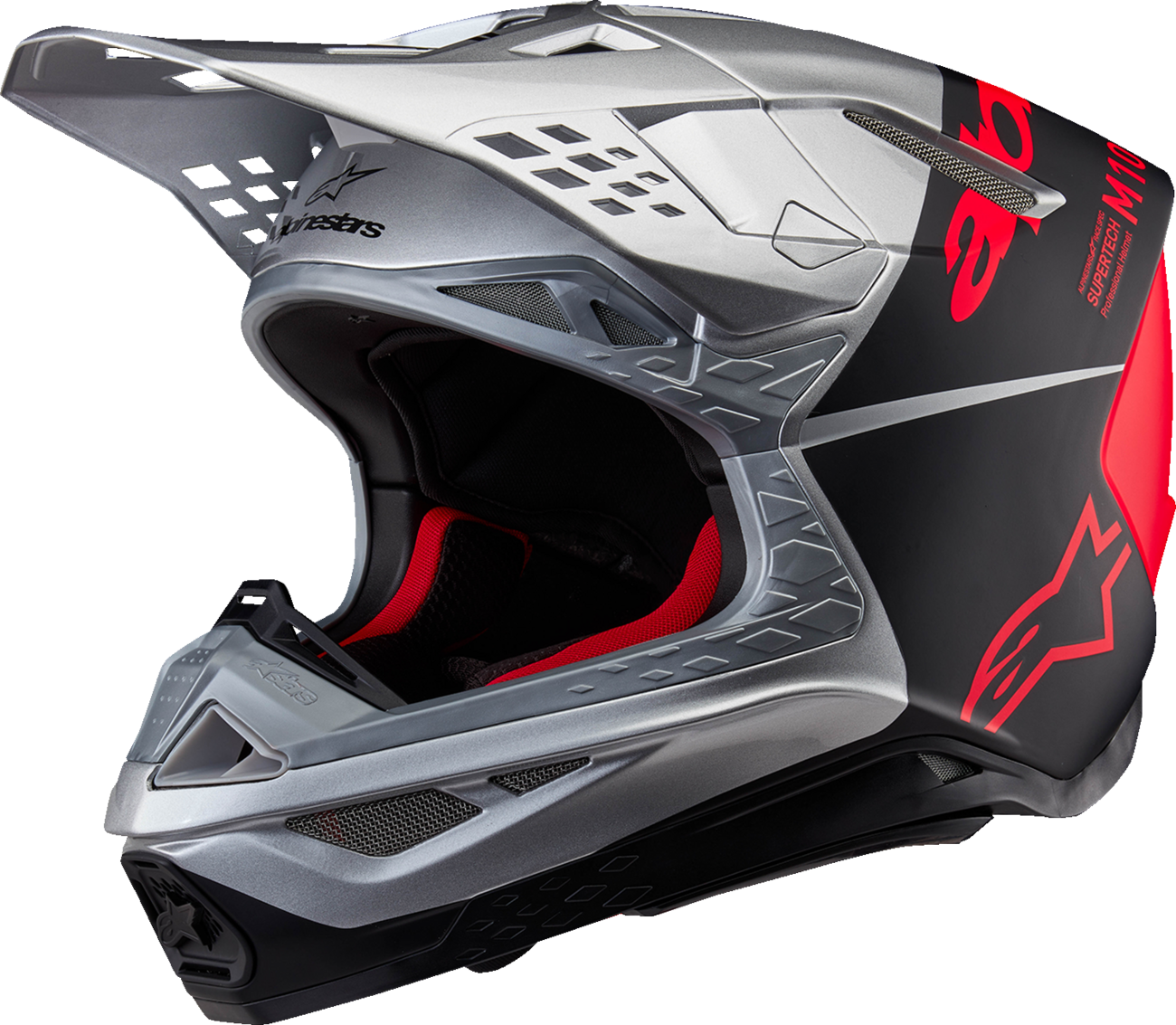 Alpinestars Supertech M10 Helmet — Flood — MIPS® — Gloss Silver/Black/Orange Fluo — 2XL