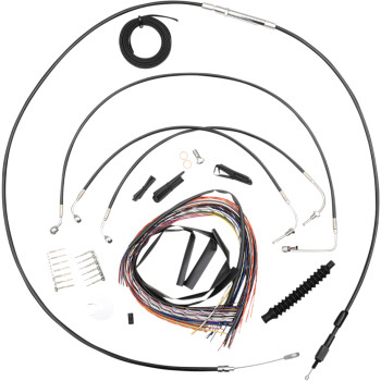 LA Choppers Black Complete Brake Line Kit 18-20" Apes 18-22 Softail