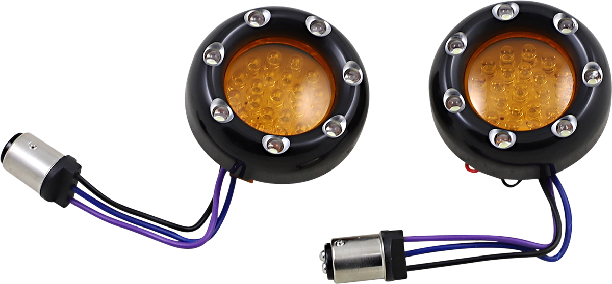 Arlen Ness LED Light Kit for Factory Turn Signal Housing — Amber/White — Black