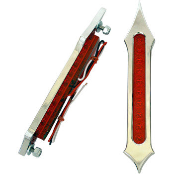 Accutronix BL01-LDN Tribal Slotted Red LED Bag Lights-Chrome-Run/Turn/Brake-Pair