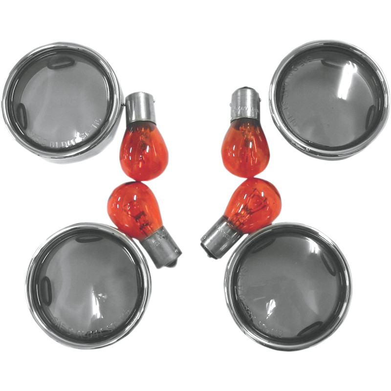 DRAG SPECIALTIES Smoke Turn Signal Lens Kit with Chrome Trim Rings