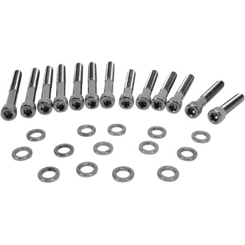 2004-2021 Harley XL Knurled Black/Chrome Cam Cover Bolt Kit