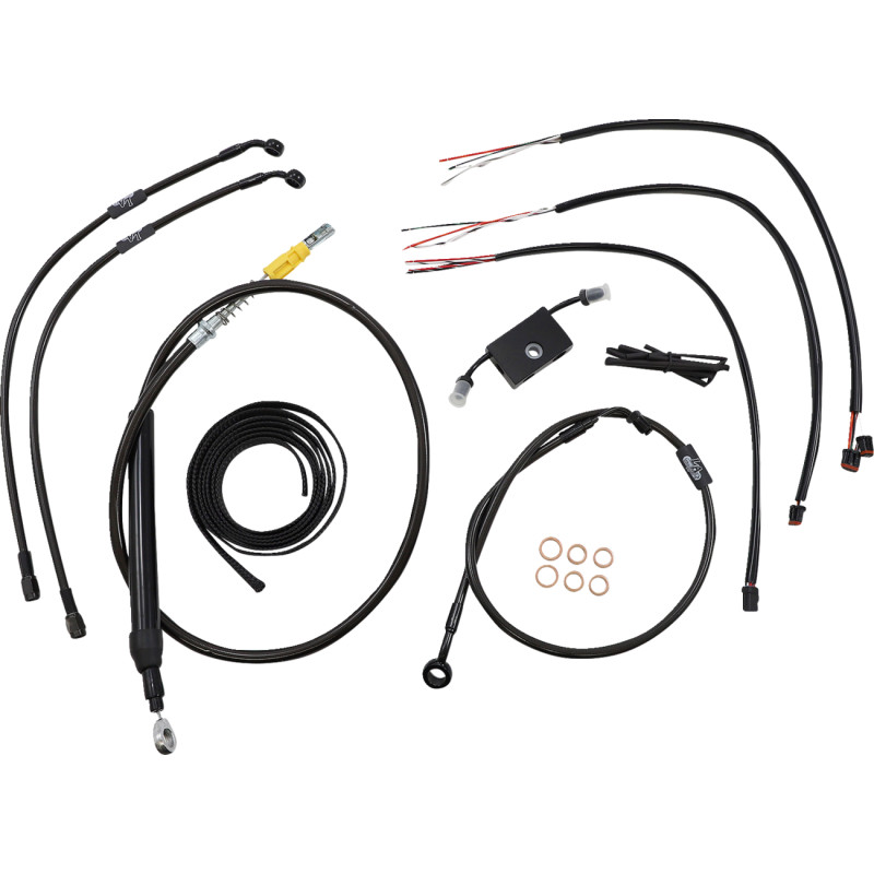 LA CHOPPERS Complete Midnight Braided Handlebar Cable/Brake Line Kit — Standard - Image 18
