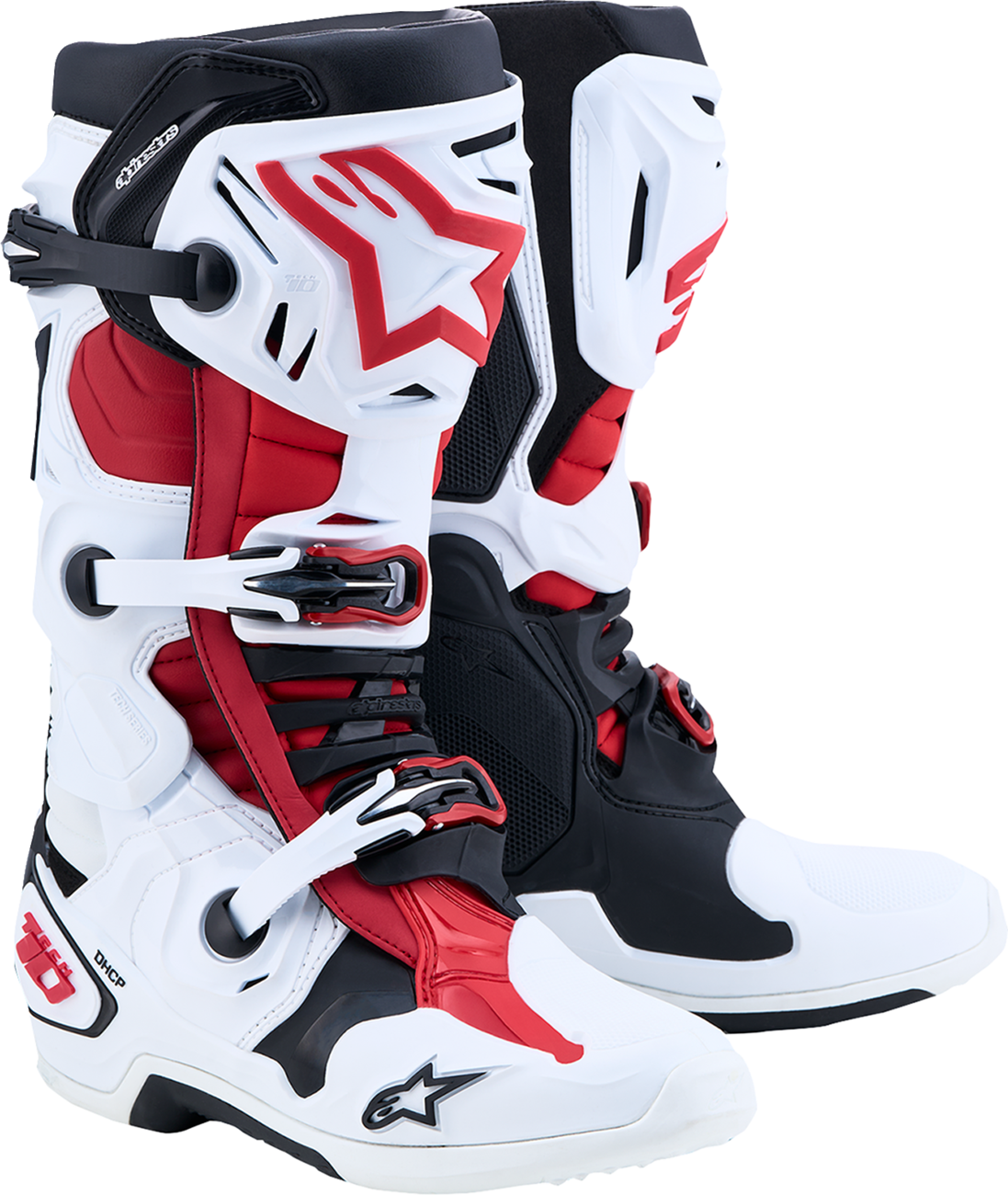 Alpinestars Tech 10 Boots — White/Black/Bright Red — US 9 / EU 43