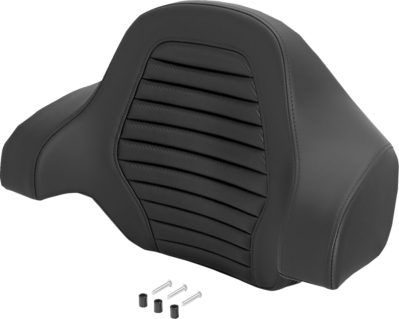 Saddlemen Deluxe Tour Pack Sissy Bar Pad — Carbon Fiber — Black Tuck 'n Roll Stitch