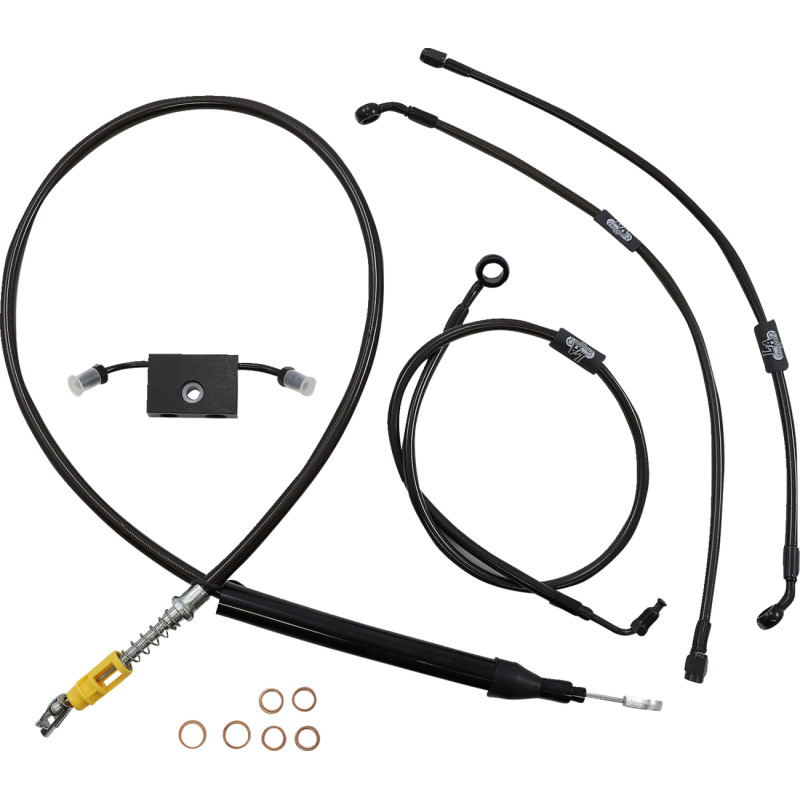 LA CHOPPERS Standard Midnight Braided Handlebar Cable/Brake Line Kit — Ape Hanger - Image 12