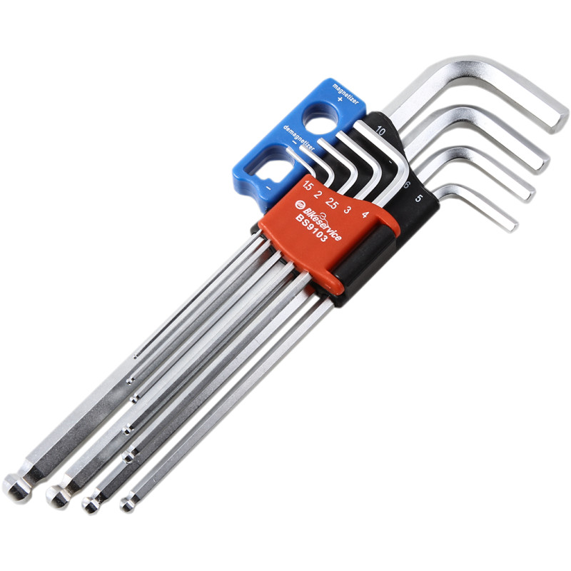 BIKESERVICE Extra Long Magnetic Hex Key Set