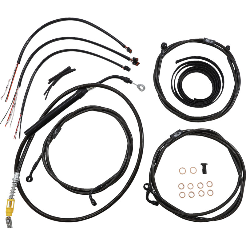 LA CHOPPERS Complete Midnight Braided Handlebar Cable/Brake Line Kit — Standard - Image 21