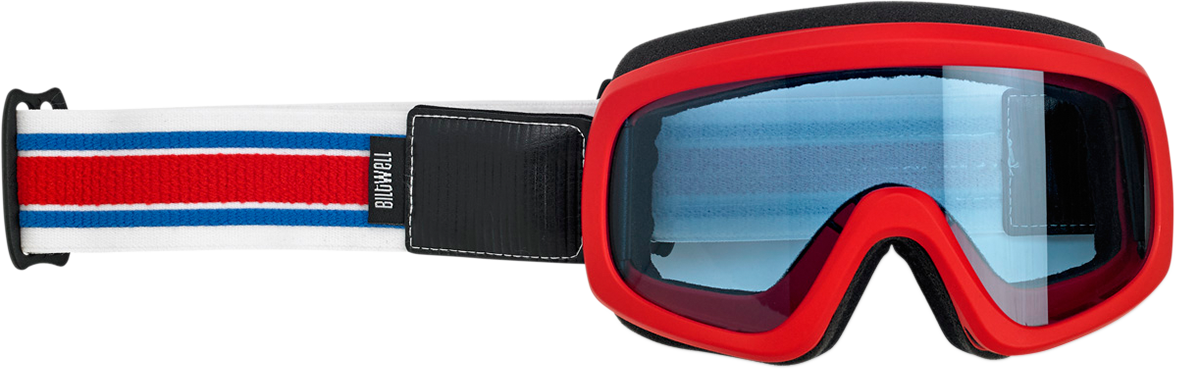 Biltwell Overland 2.0 Goggle — Racer — Red/White/Blue — Blue Lens