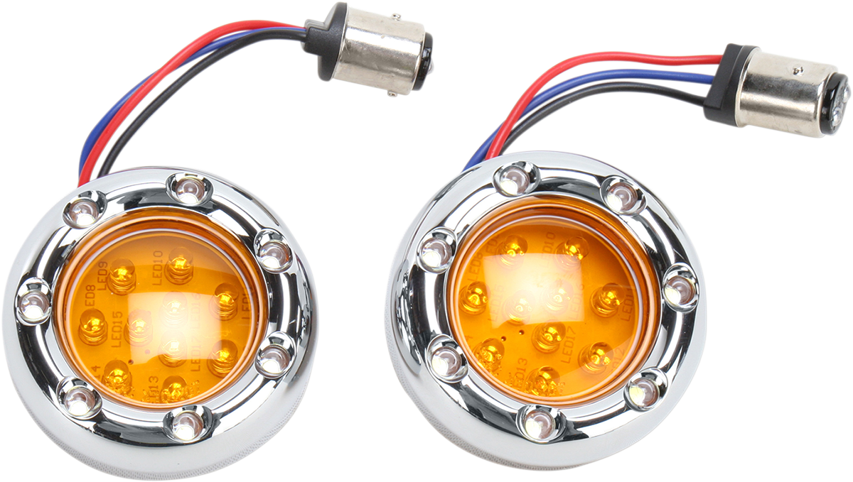Arlen Ness LED Light Kit for Factory Turn Signal Housing — Amber/White — Chrome