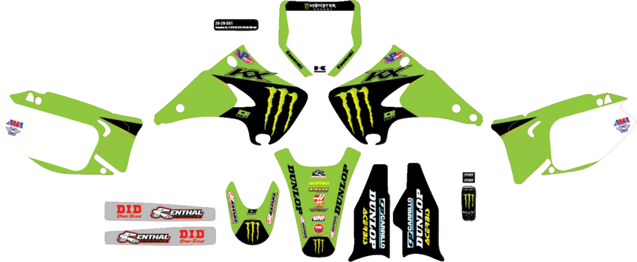 D'COR Visuals Graphic Kit — '21 Monster Energy — Kawasaki — KX '03-'08