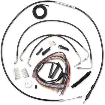 LA Choppers Complete Black Vinyl Cable/Brake Line Kit 15-17" Apes 08-13 FL