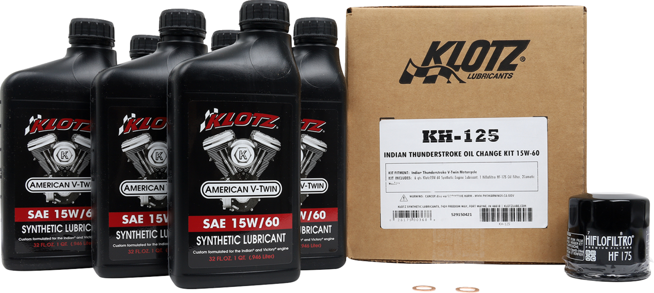 KLOTZ OIL INDIAN THUNDERSTROKE 20W-40 SYNTHETIC OIL CHANGE KIT