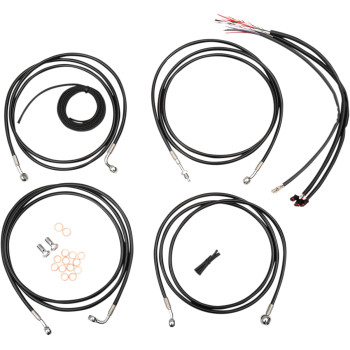LA Choppers Complete Black Cable/Brake Line Kit 12-14" Apes 14-15 FLH