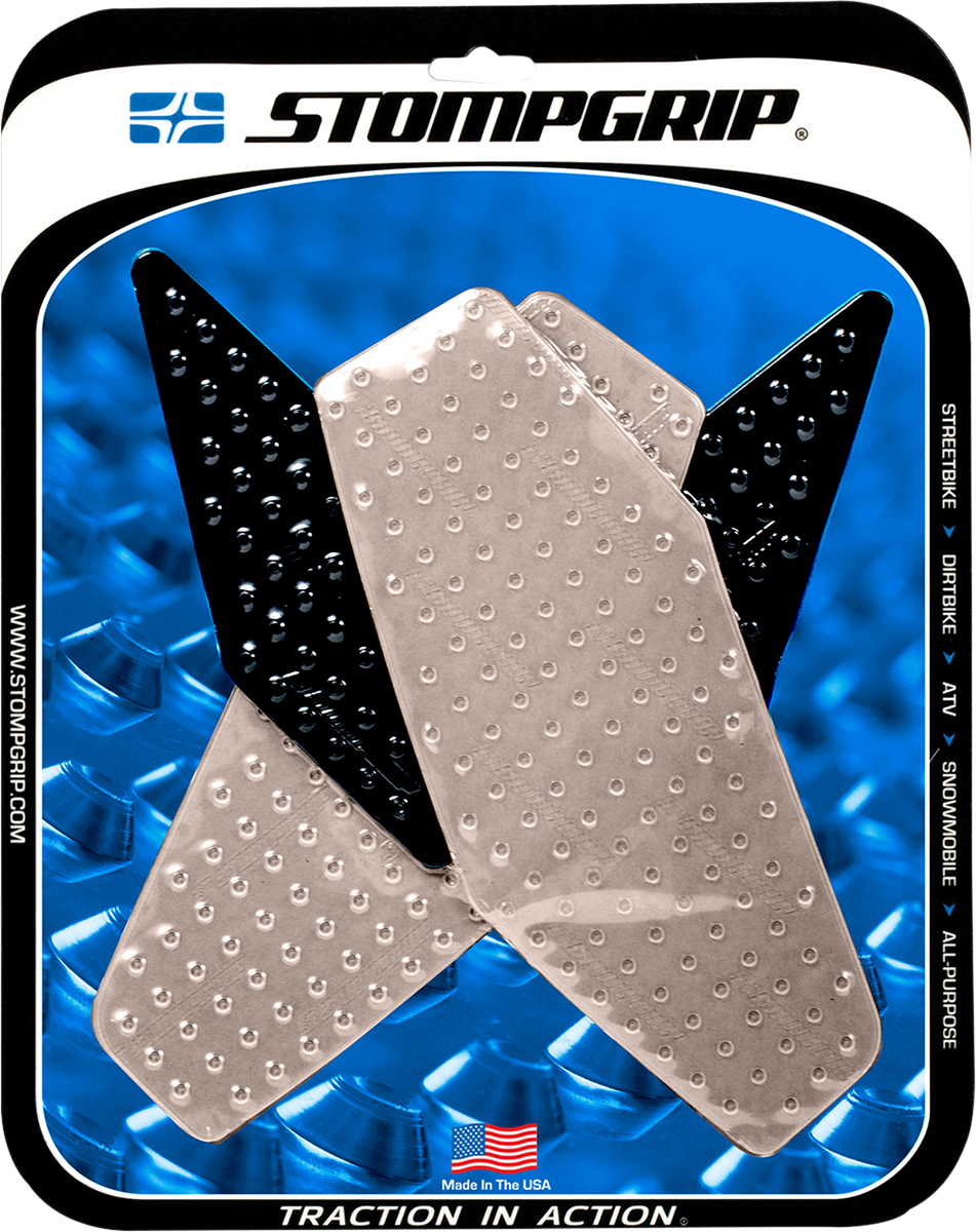 Stompgrip Tank Grips — Volcano — Clear/Black — Yamaha — YZF '08-'16