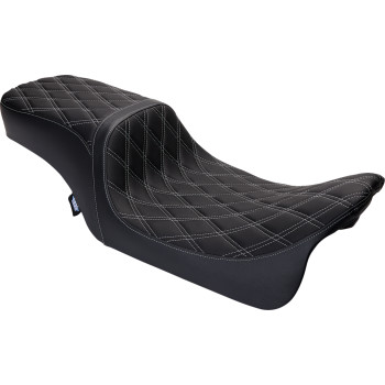 Predator 2-Up Seat - Vinyl - Double Diamond Silver Stitch - w/o Backrest - FLH '08-'23