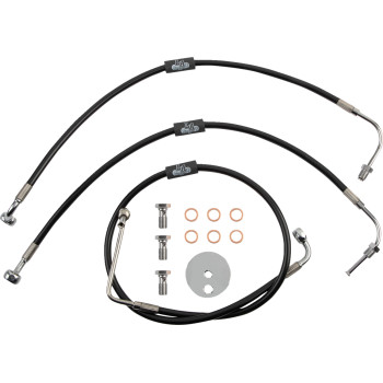LA Choppers Black Brake Line Kit 15-17" Bars 08-17 FXDF w/o ABS Made in USA