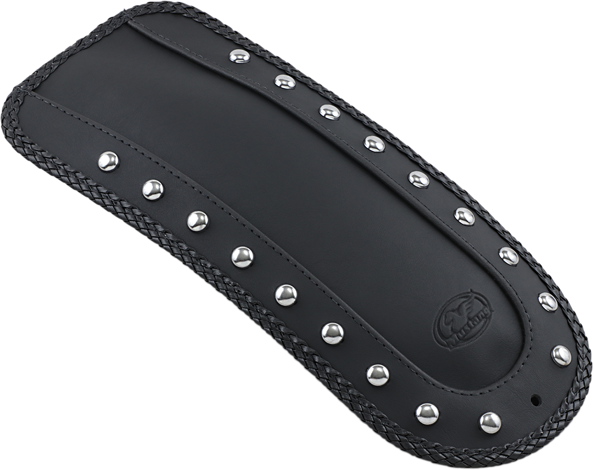 Mustang Fender Bib — Smooth Chrome-Studded — Black — HD Softail/FXR