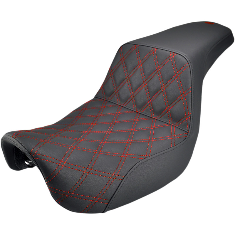 SADDLEMEN Step-Up Seat — Front Lattice Stitch/Red Stitching