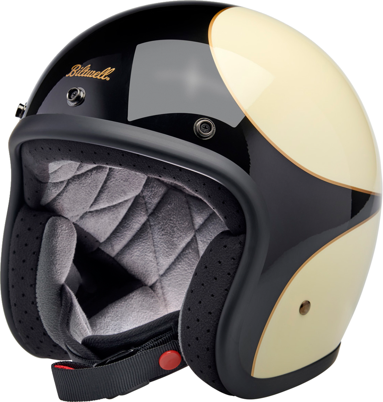 Biltwell Bonanza Helmet — Gloss Vintage White/Black Scallop — Small