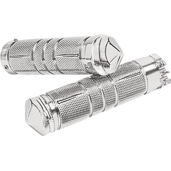 Accutronix GR100-SKIC Chrome Knurled Diamond Grips-Harley 1" Cable Control