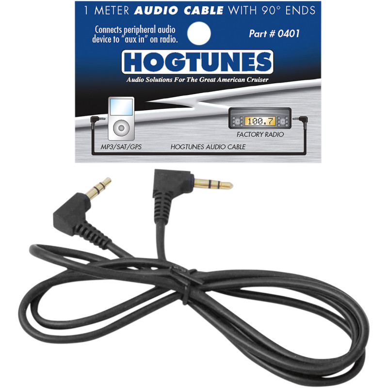 HOGTUNES 1 Meter Stereo Audio Cable with 90º Ends