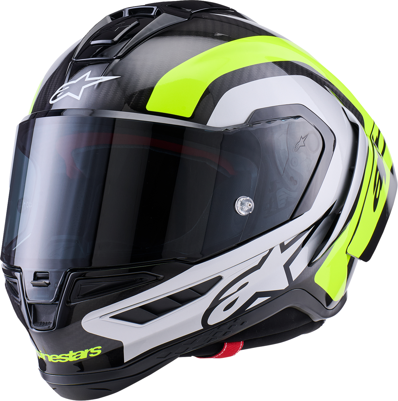Alpinestars Supertech R10 Helmet — 22.06 — Arius — Gloss Black/Silver/Yellow Fluo — XL