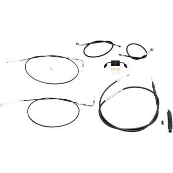 LA Choppers Black Braided Cable/Brake Line Kit 15-17" Bars 12-17 FXDB/C