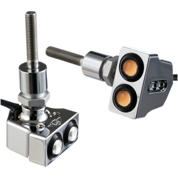 Dual Chrome Rat Eye Mirror-Mount Turn Signals CNC-machined Made in the USA